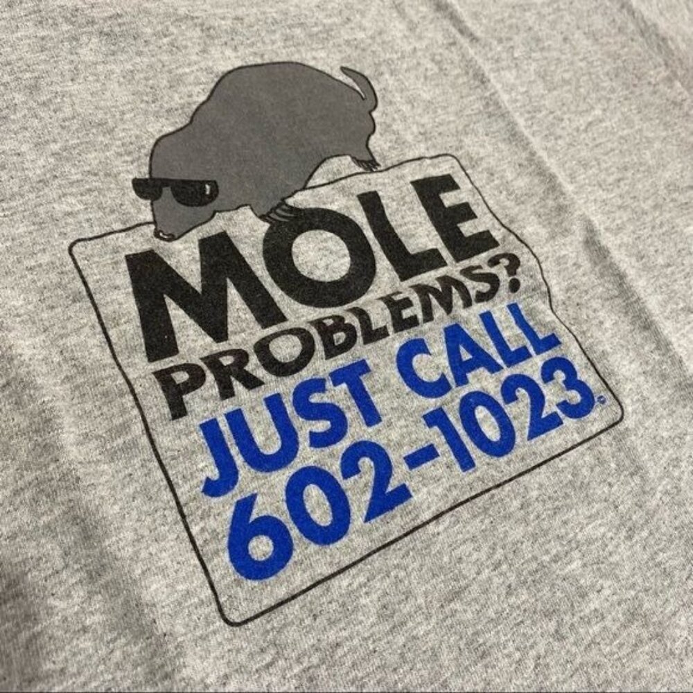 Gildan Mole Problems Call Shirt Grey With Mole Number Funny T-Shirt Size S - Picture 1 of 16
